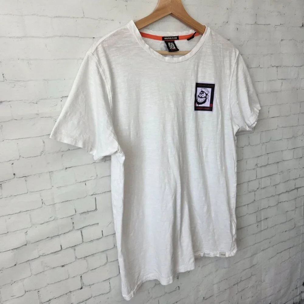 Scotch & Soda Brutus x AB Amsterdams Blauw T-Shirt Mens Size M White Popeye